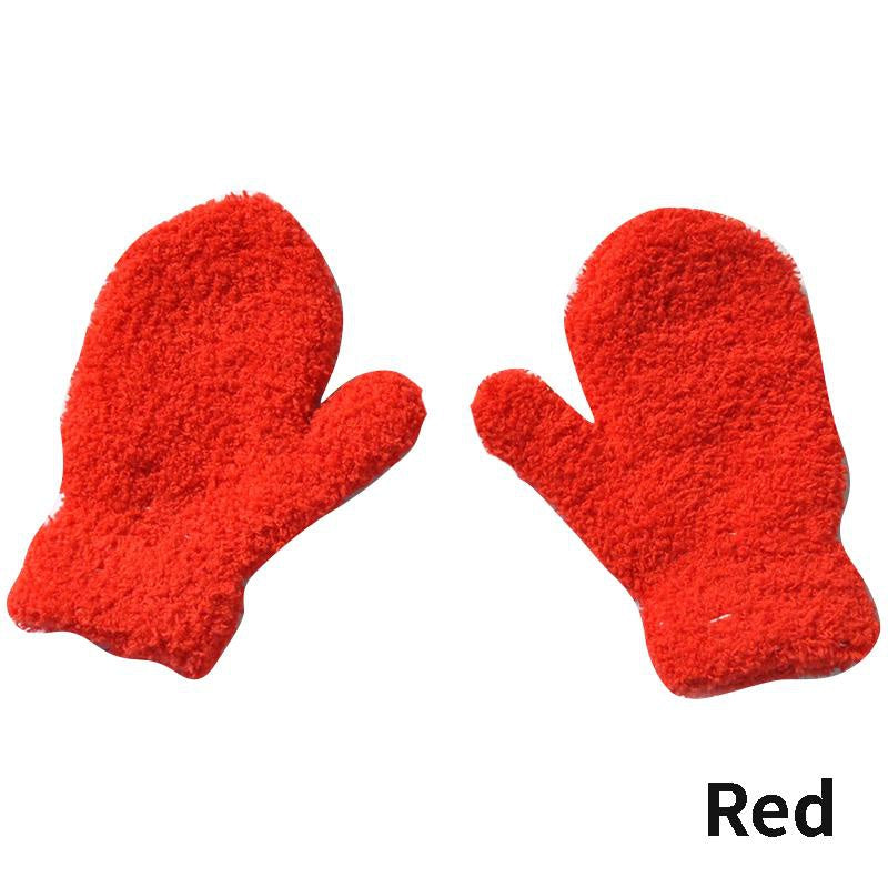 1-Pair Thick Warm Mittens Suitable for Children & - Winter Plush Gloves for Skiing, Ice Skating, Outdoor Play, Weather, Warmth (Age 5- Years)