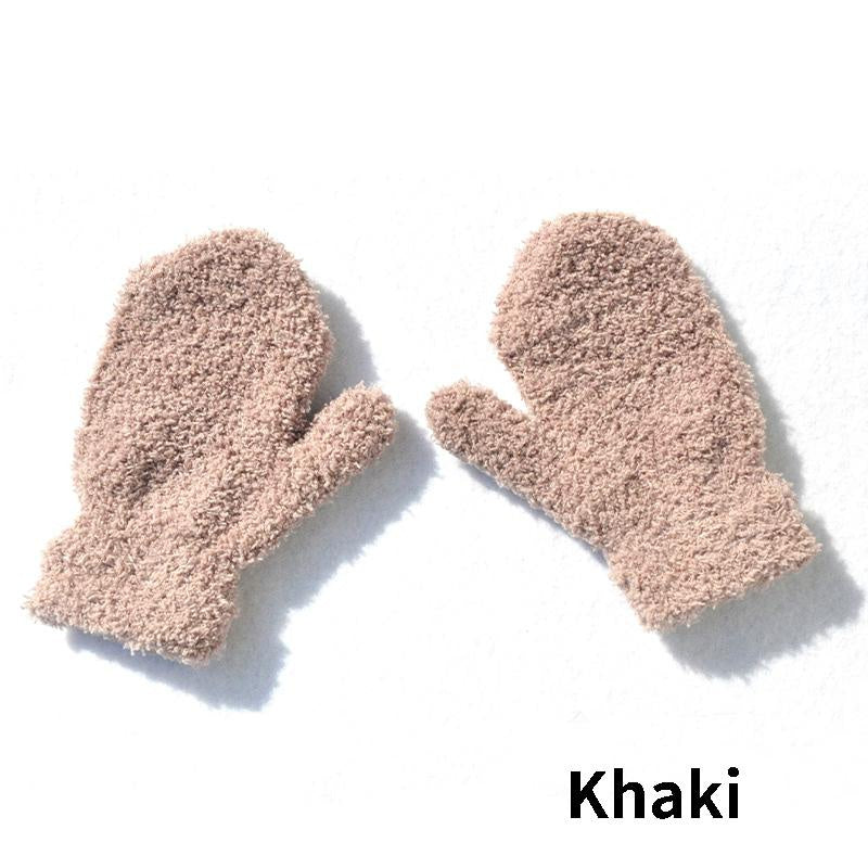1-Pair Thick Warm Mittens Suitable for Children & - Winter Plush Gloves for Skiing, Ice Skating, Outdoor Play, Weather, Warmth (Age 5- Years)