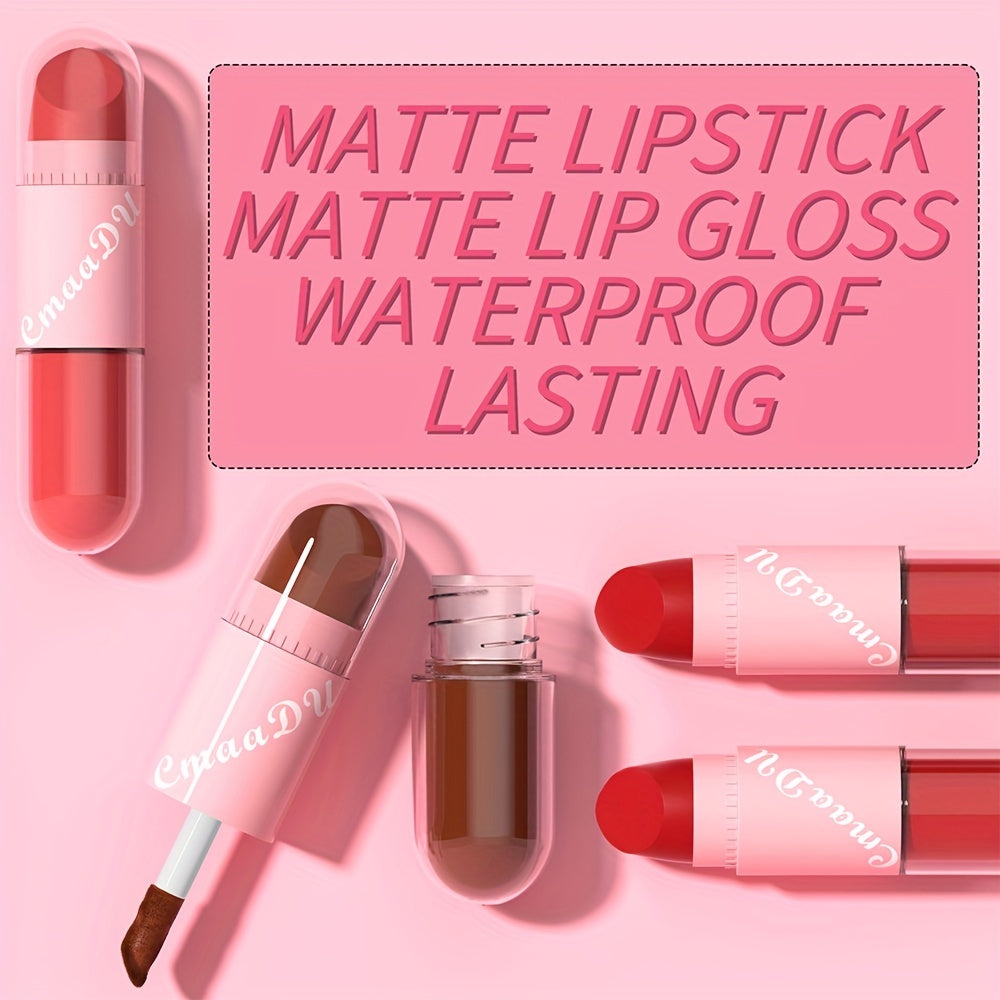 18-Color Two-in-one Lip Artistry Set - Matte & Gloss Lipstick Duo with Hydrating Glaze - Transform Your Look in a Swipe - Perfect Romantic Valentines Day Gift