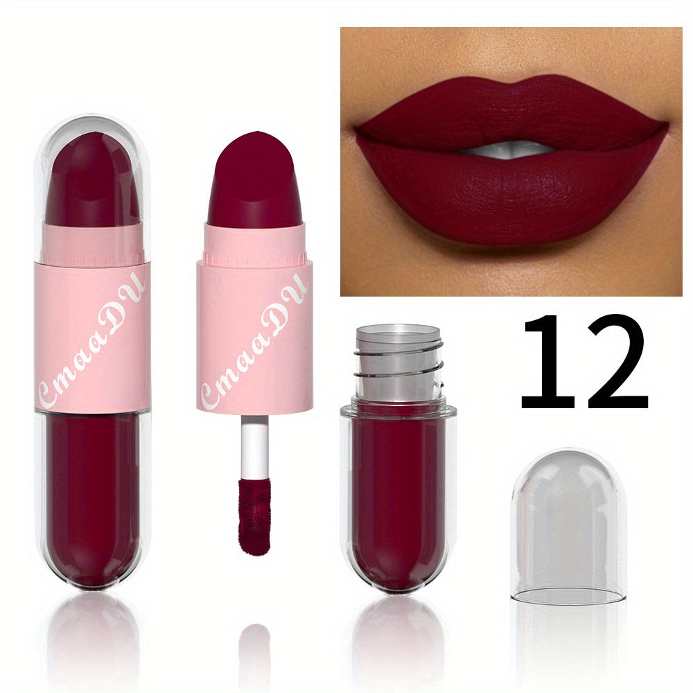 18-Color Two-in-one Lip Artistry Set - Matte & Gloss Lipstick Duo with Hydrating Glaze - Transform Your Look in a Swipe - Perfect Romantic Valentines Day Gift