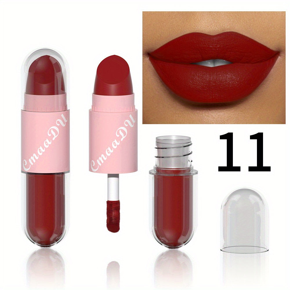 18-Color Two-in-one Lip Artistry Set - Matte & Gloss Lipstick Duo with Hydrating Glaze - Transform Your Look in a Swipe - Perfect Romantic Valentines Day Gift