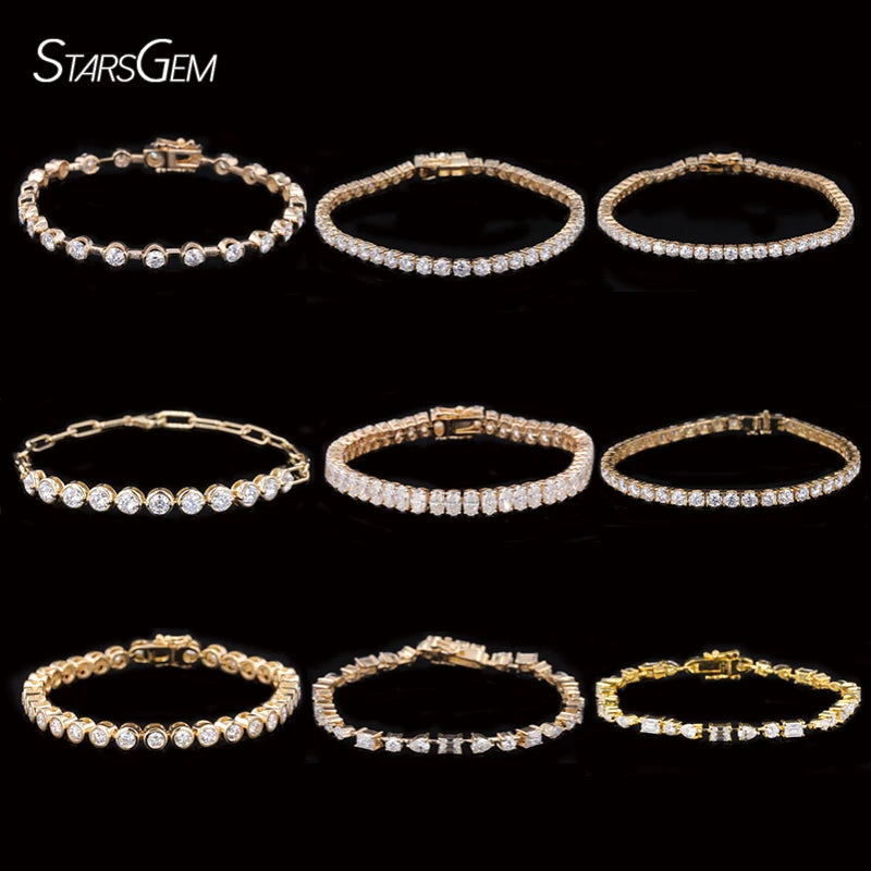 10k Rose Gold Lab Created Diamond Tennis Bracelet Round Brilliant Cut  baguette Cut DEF VS VVS Hpht Cvd Diamond Rings Bracelet