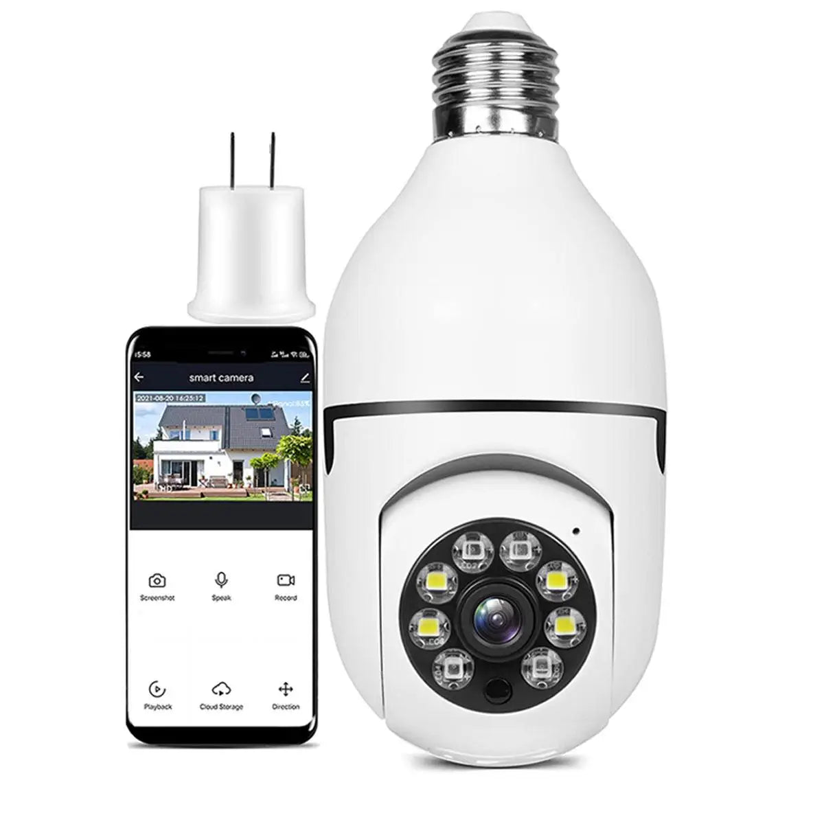 1080p 2MP Night Vision Wifi CCTV Security Camera 5G Wireless Auto Tracking 360 Degree Pan-Tilt Light WiFi Bulb Cloud SD Storage