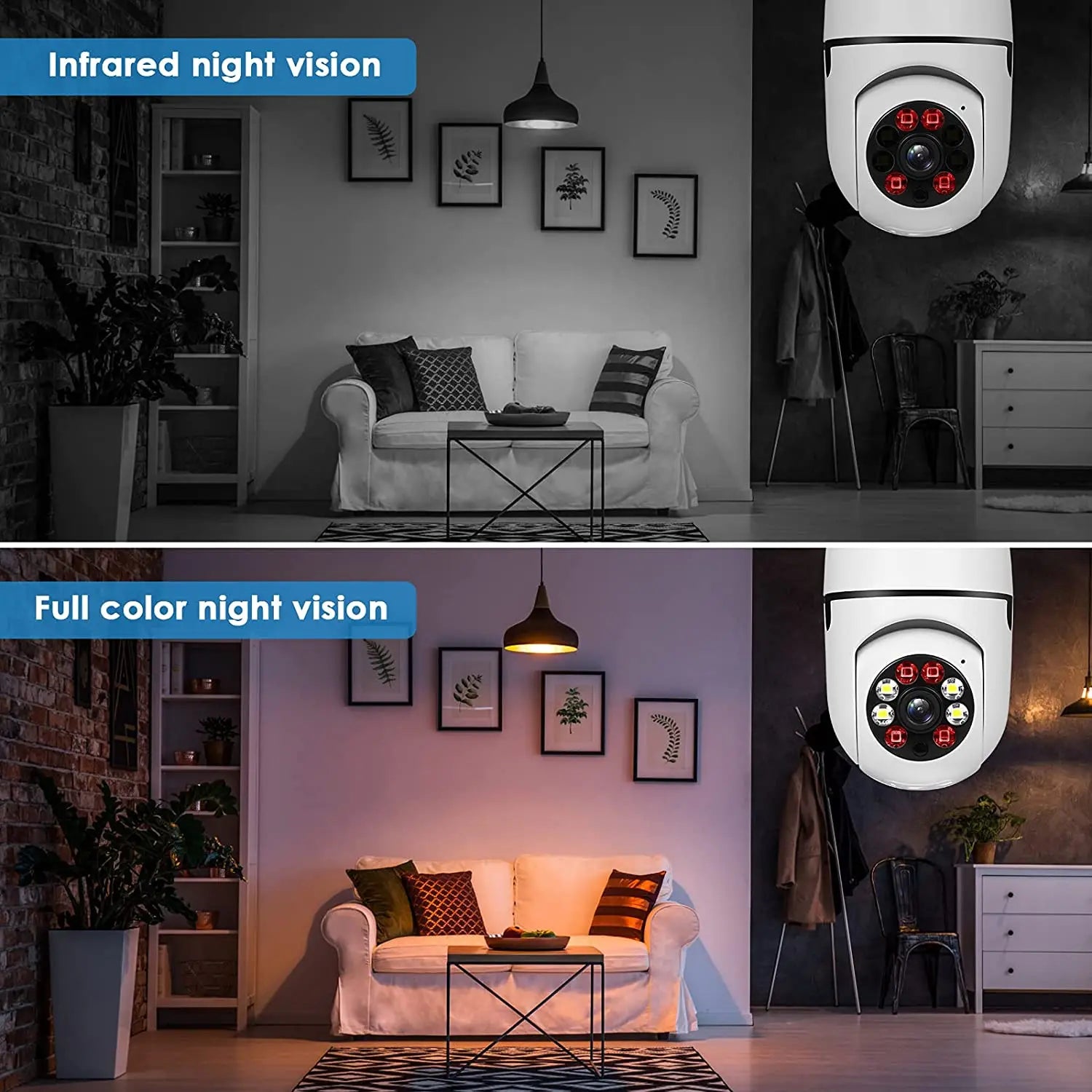 1080p 2MP Night Vision Wifi CCTV Security Camera 5G Wireless Auto Tracking 360 Degree Pan-Tilt Light WiFi Bulb Cloud SD Storage