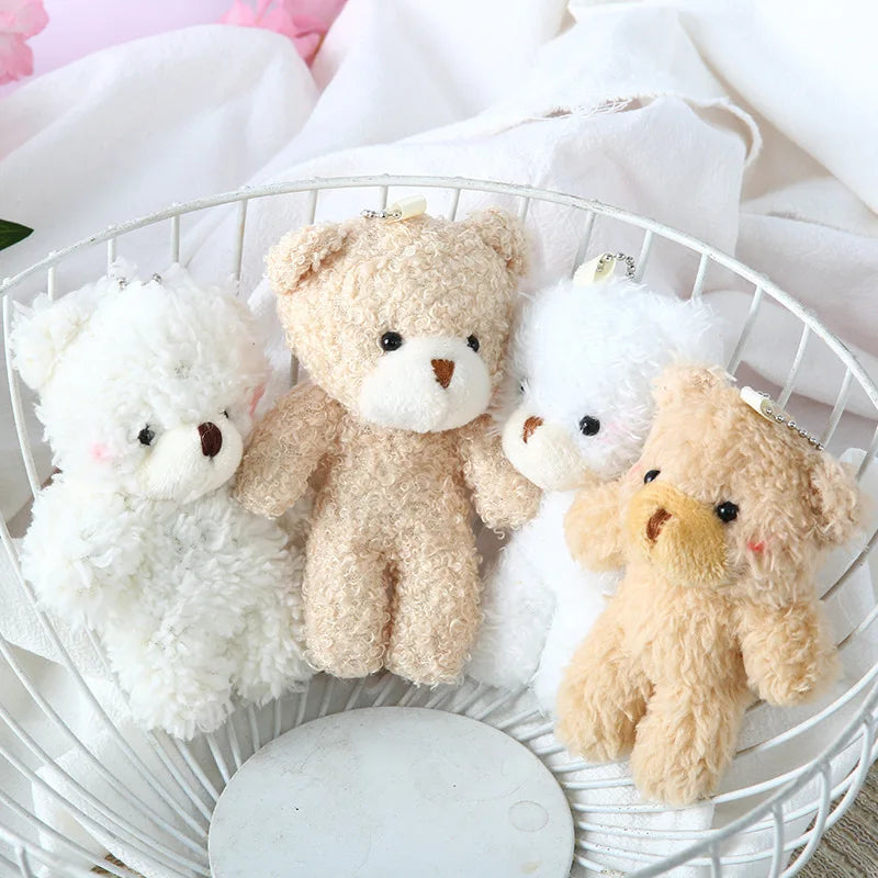 10/30/50pcs12cm Cute Blush Teddy Bear Cartoon Rabbit Bunny Animal Plush Stuffed Dolls Toys Keychain Pendent Small Gift Wholesale