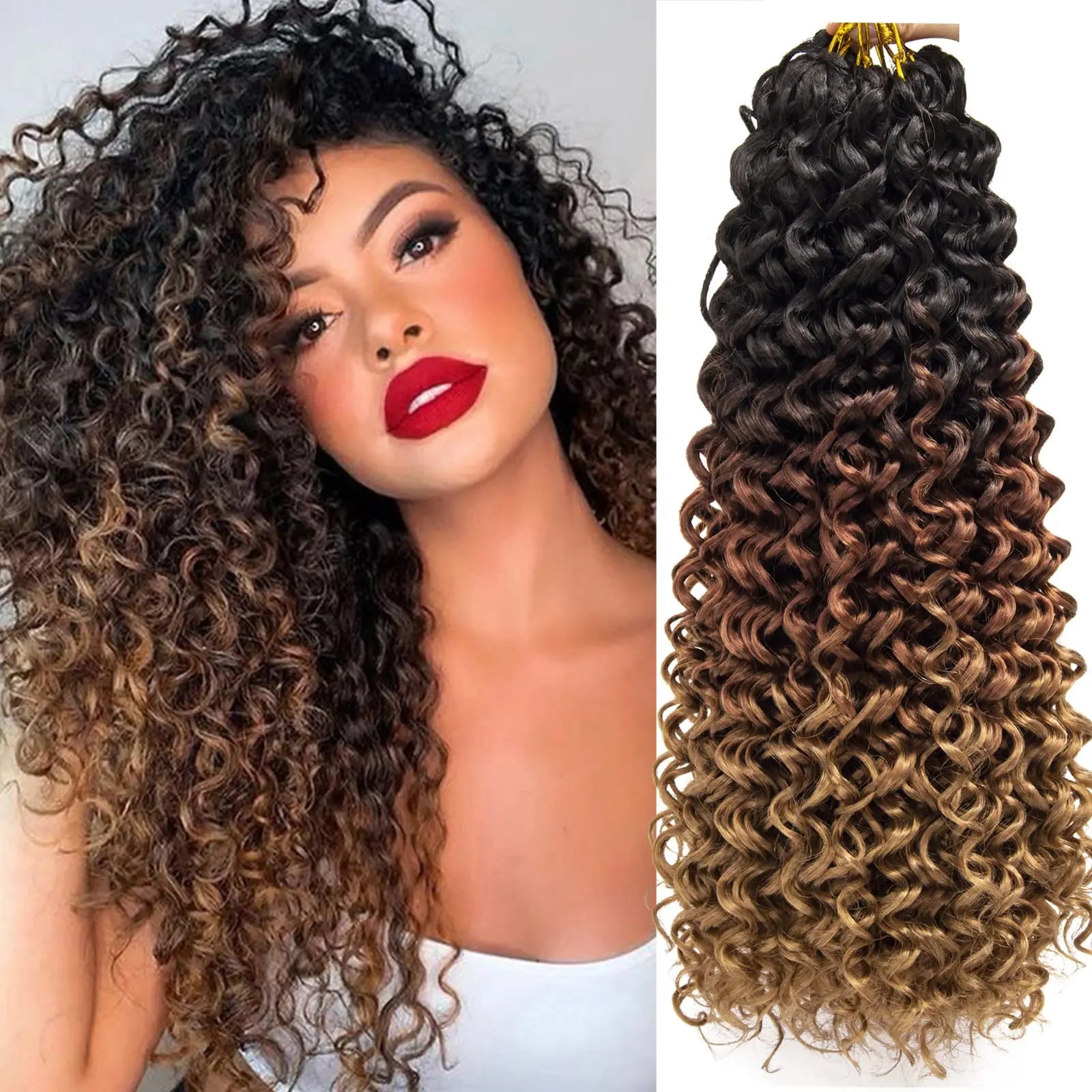 18"GoGo Curl Crochet hair for Black Women  Beach Curl Bohemian Crochet Braids  Deep Wave Braiding hair Extensions