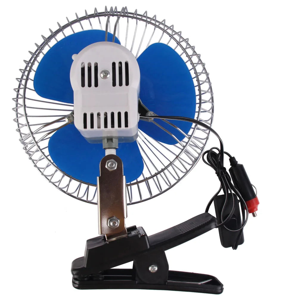 8 Inch 12V/24V Car Auto Cooling Fan Portable Vehicle Auto Car Oscillating Fan Car Auto Fan Low Noise Truck Vehicle Air Cooler