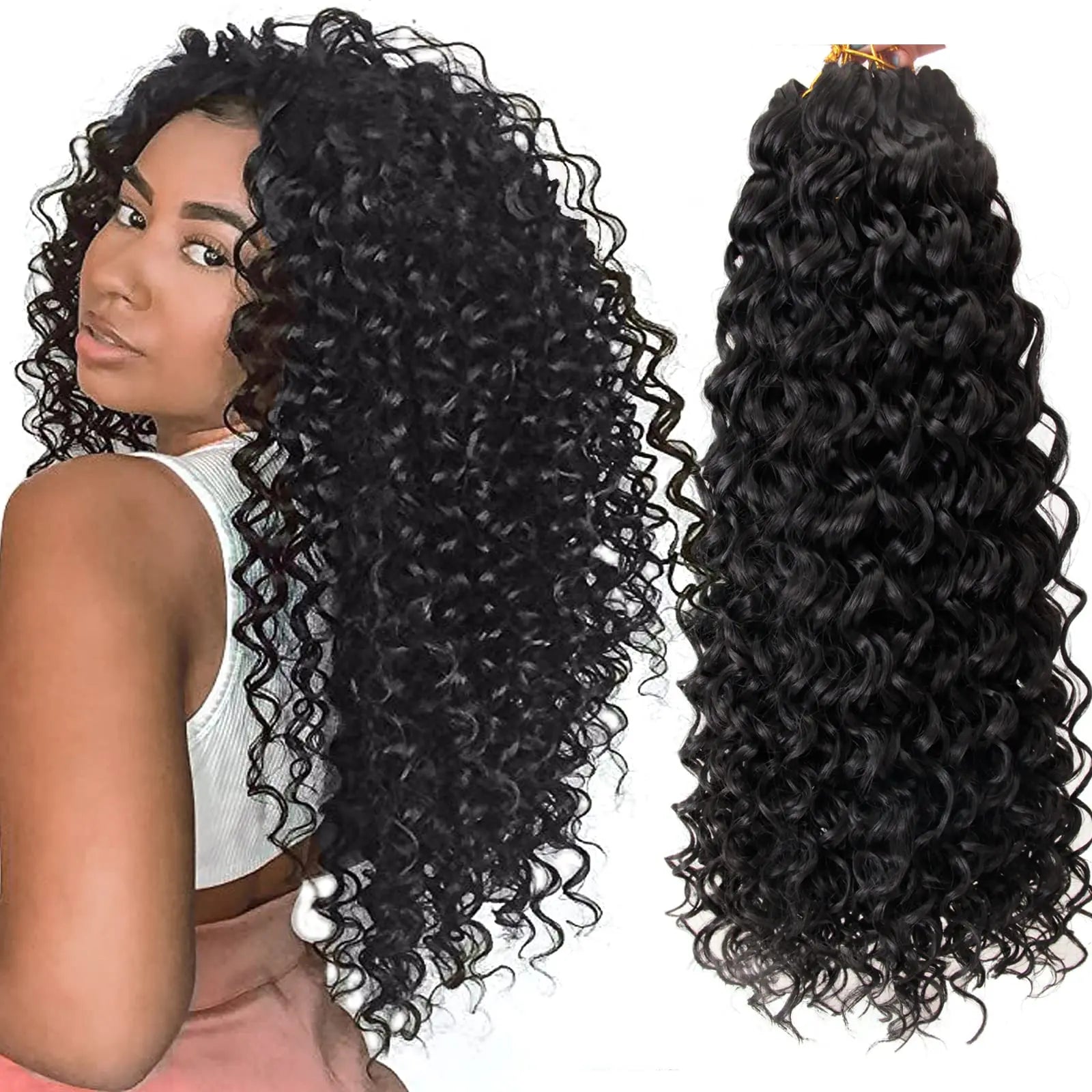 18"GoGo Curl Crochet hair for Black Women  Beach Curl Bohemian Crochet Braids  Deep Wave Braiding hair Extensions