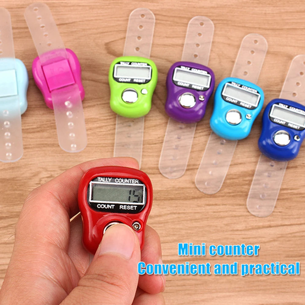 0-99999 Finger Counter Ring 5 Digital LED Electronic Handheld Tally Counter Clicker Counter with Islamic Tasbih Bead 1-10PCS