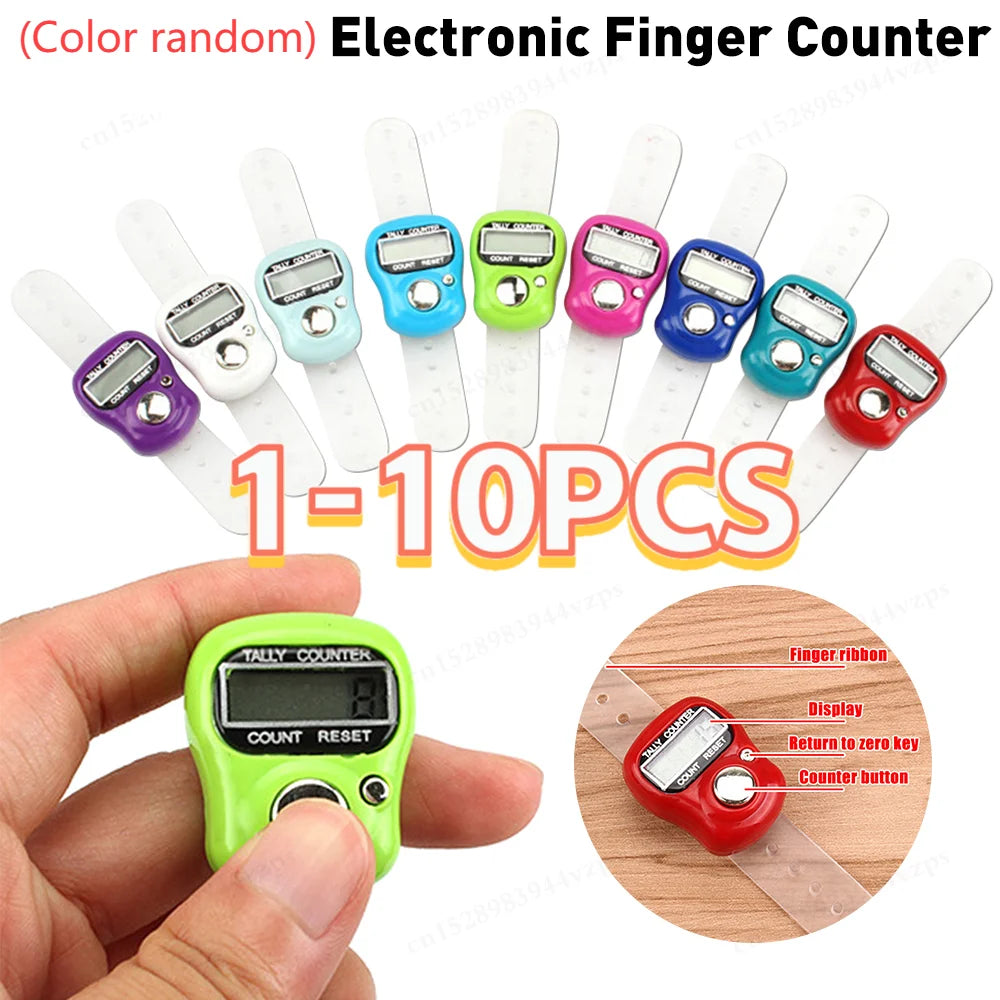 0-99999 Finger Counter Ring 5 Digital LED Electronic Handheld Tally Counter Clicker Counter with Islamic Tasbih Bead 1-10PCS