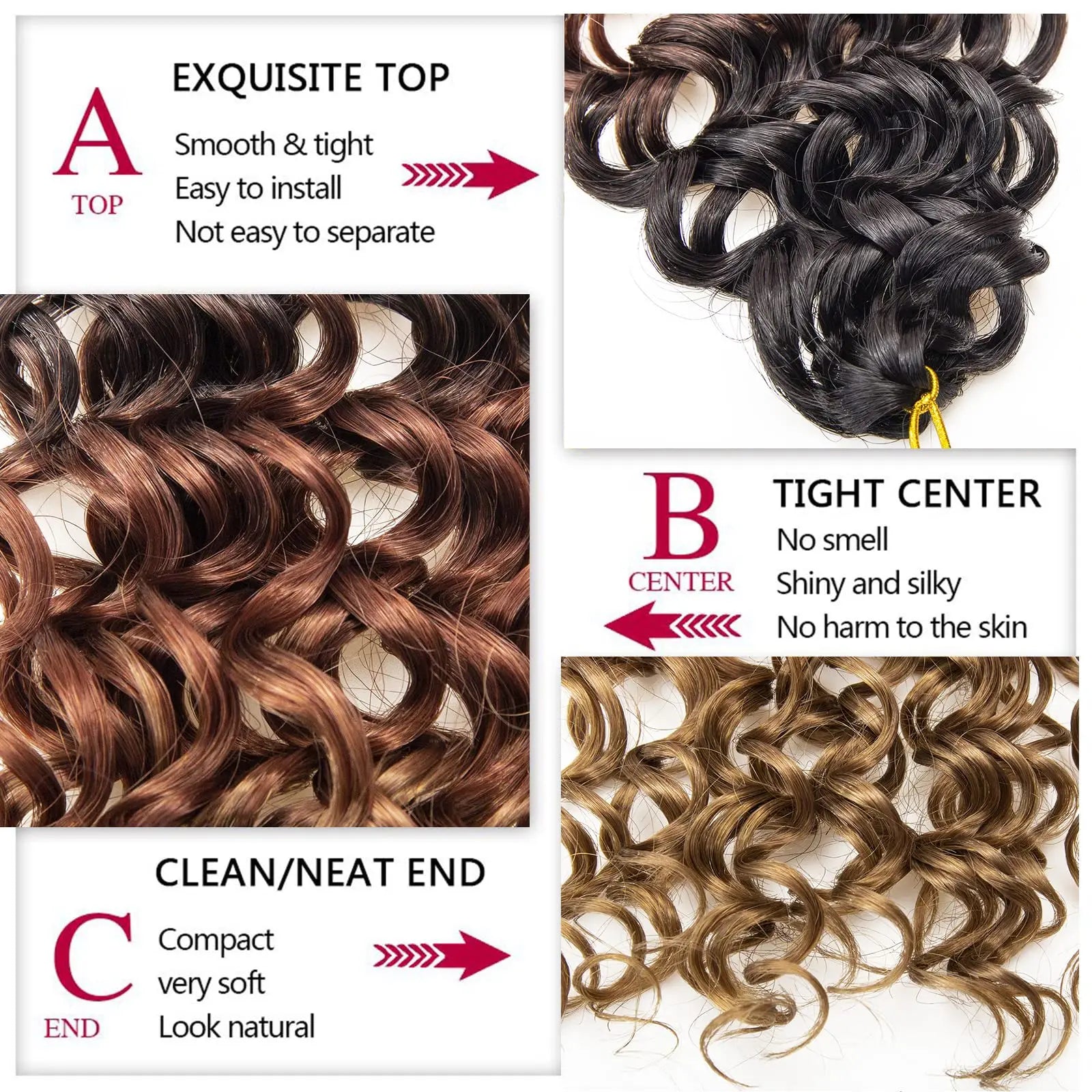 18"GoGo Curl Crochet hair for Black Women  Beach Curl Bohemian Crochet Braids  Deep Wave Braiding hair Extensions