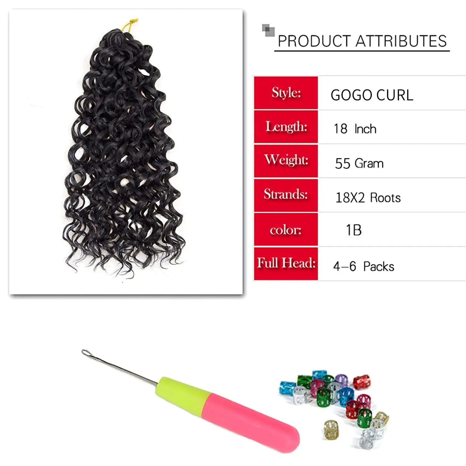 18"GoGo Curl Crochet hair for Black Women  Beach Curl Bohemian Crochet Braids  Deep Wave Braiding hair Extensions