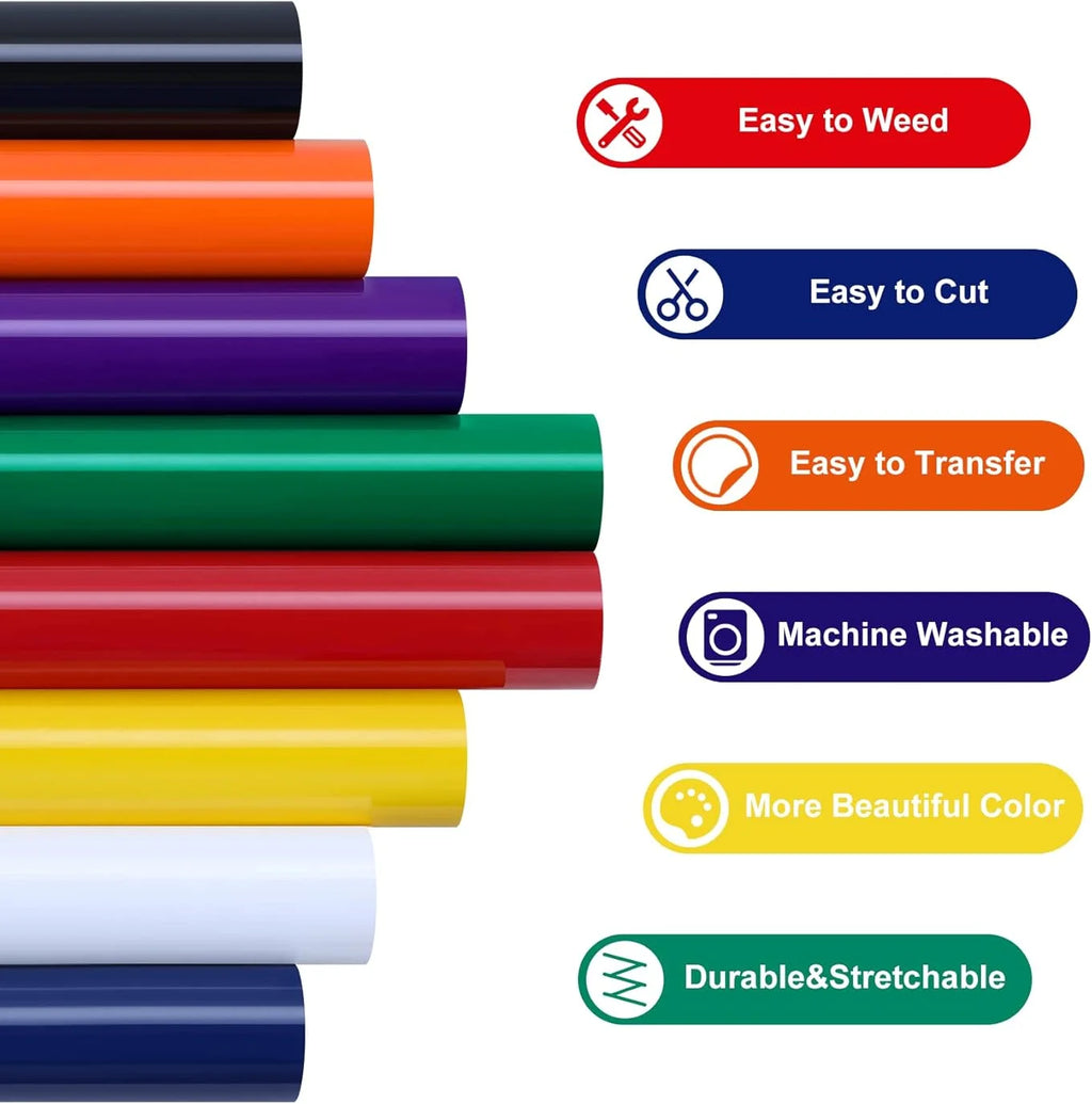 HTVRONT 12 in x 3 FT HTV Heat Transfer Vinyl Iron on Vinyl Easy to Use ...