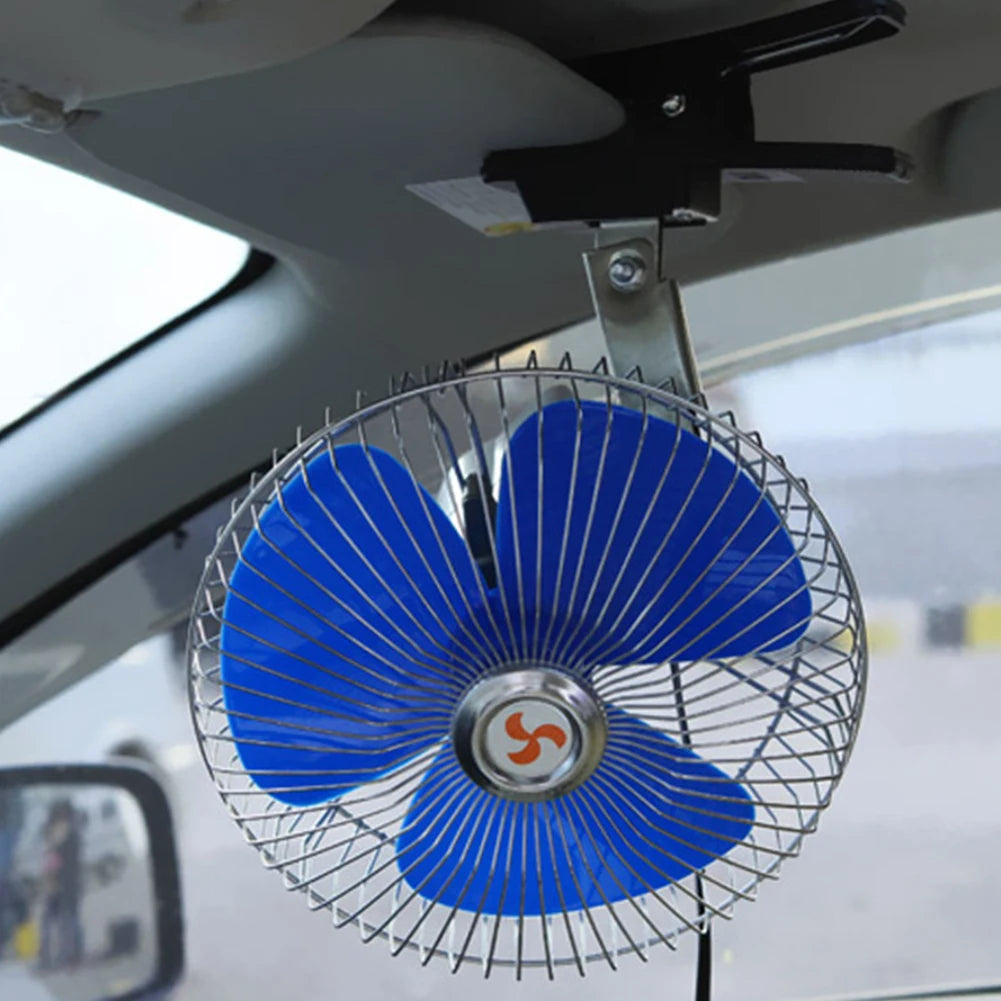 8 Inch 12V/24V Car Auto Cooling Fan Portable Vehicle Auto Car Oscillating Fan Car Auto Fan Low Noise Truck Vehicle Air Cooler
