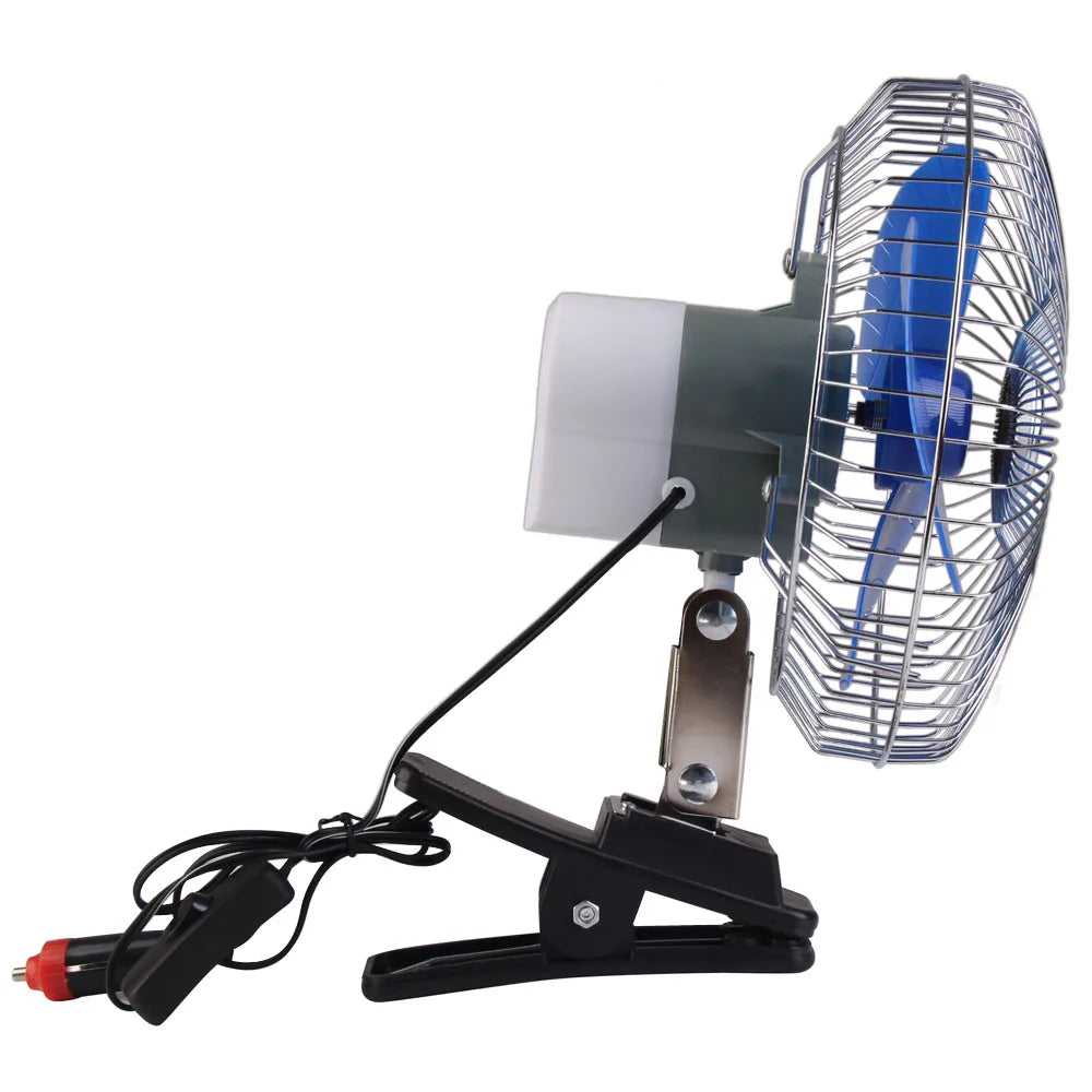 8 Inch 12V/24V Car Auto Cooling Fan Portable Vehicle Auto Car Oscillating Fan Car Auto Fan Low Noise Truck Vehicle Air Cooler
