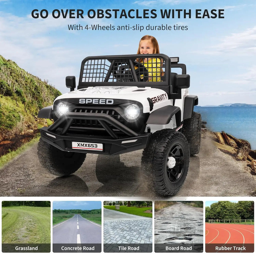 12V Ride on Car, Kids Electric Vehicles with Remote Control Riding Toy with Safety Belt, 3 Speeds, LED Lightfor Children 3-6Y