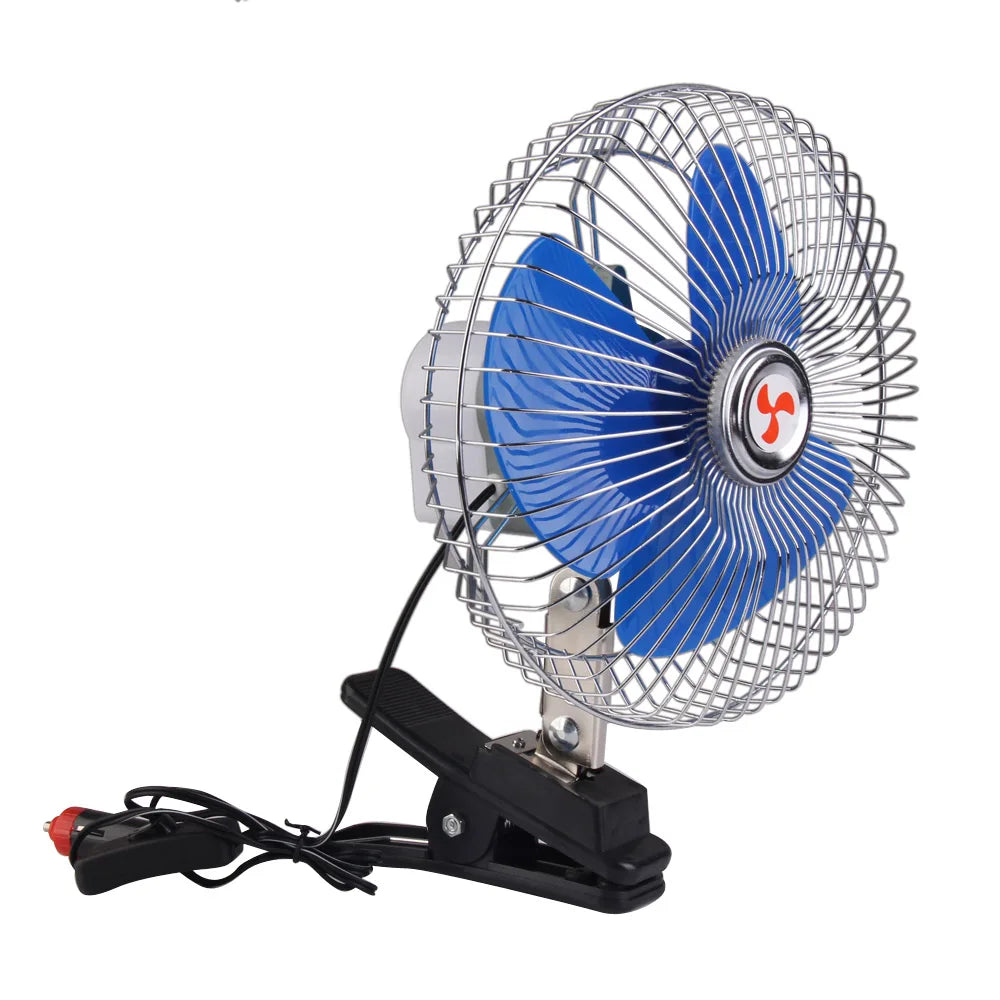 8 Inch 12V/24V Car Auto Cooling Fan Portable Vehicle Auto Car Oscillating Fan Car Auto Fan Low Noise Truck Vehicle Air Cooler