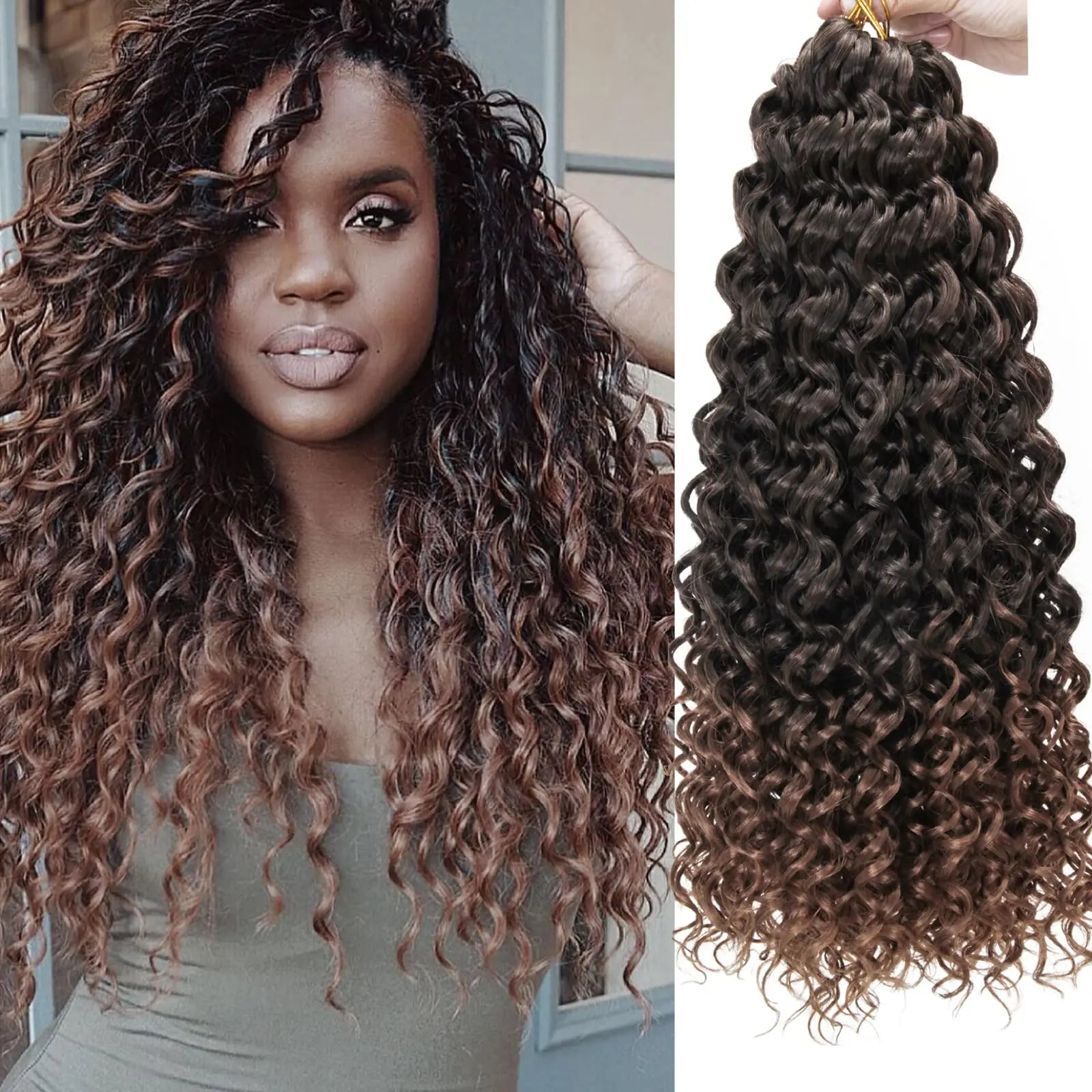 18"GoGo Curl Crochet hair for Black Women  Beach Curl Bohemian Crochet Braids  Deep Wave Braiding hair Extensions