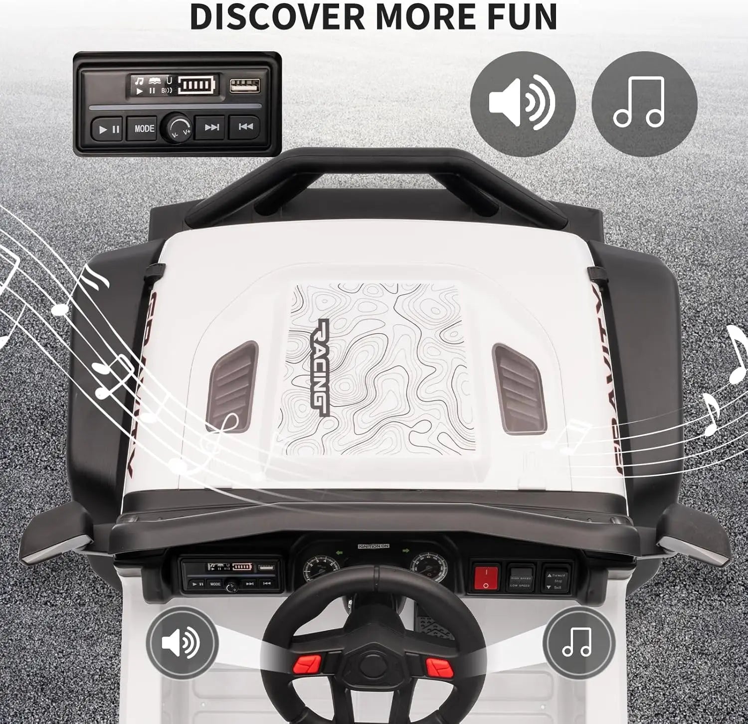 12V Ride on Car, Kids Electric Vehicles with Remote Control Riding Toy with Safety Belt, 3 Speeds, LED Lightfor Children 3-6Y