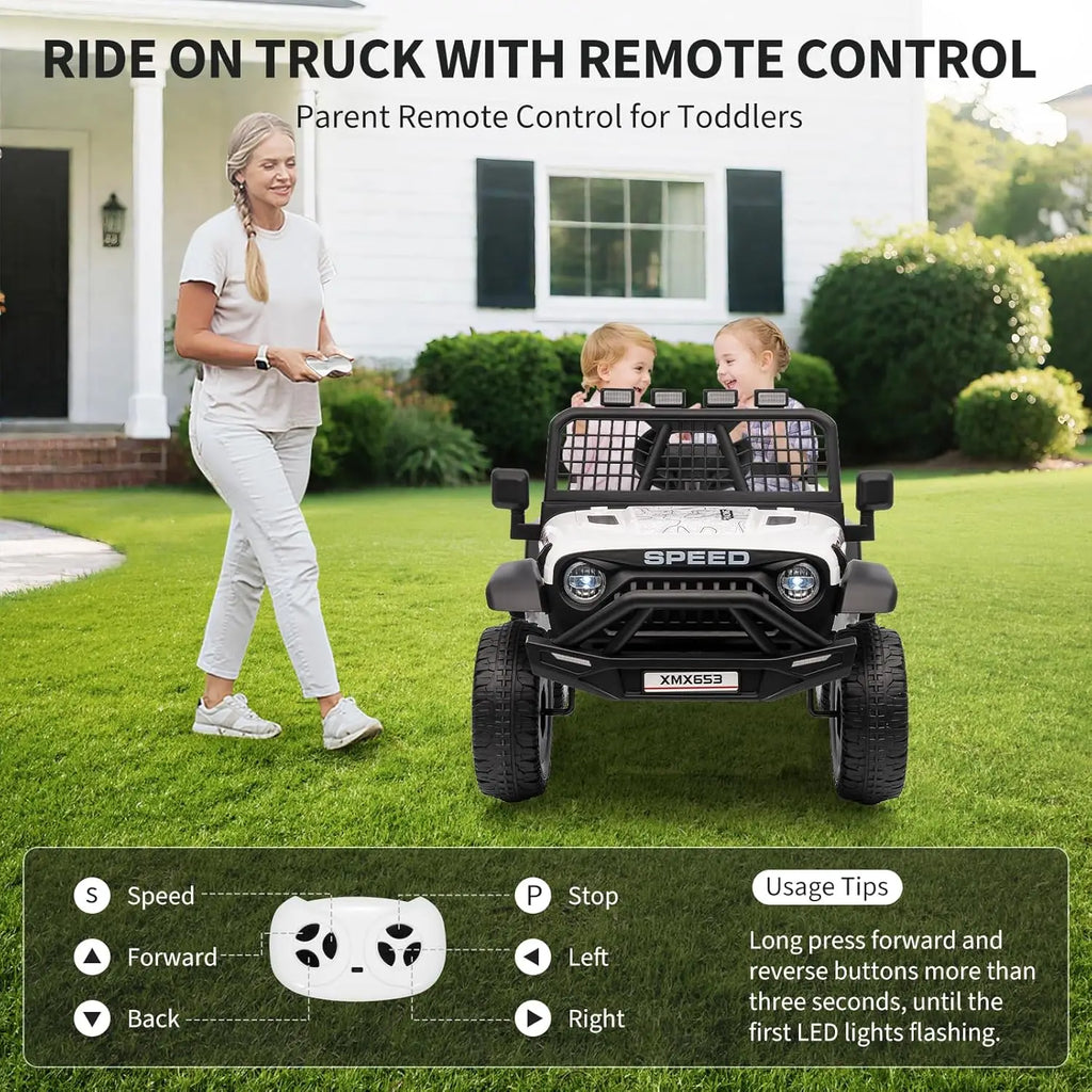 12V Ride on Car, Kids Electric Vehicles with Remote Control Riding Toy with Safety Belt, 3 Speeds, LED Lightfor Children 3-6Y