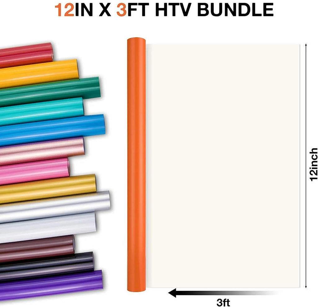 HTVRONT 12 in x 3 FT HTV Heat Transfer Vinyl Iron on Vinyl Easy to Use ...