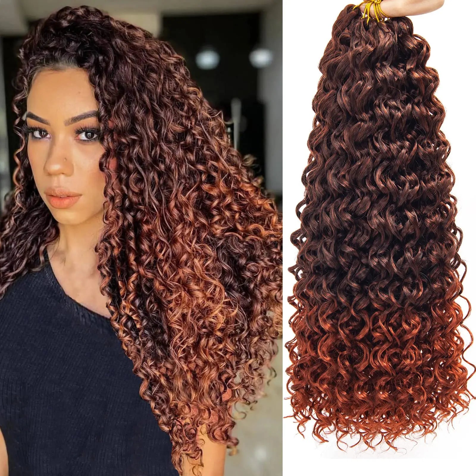 18"GoGo Curl Crochet hair for Black Women  Beach Curl Bohemian Crochet Braids  Deep Wave Braiding hair Extensions