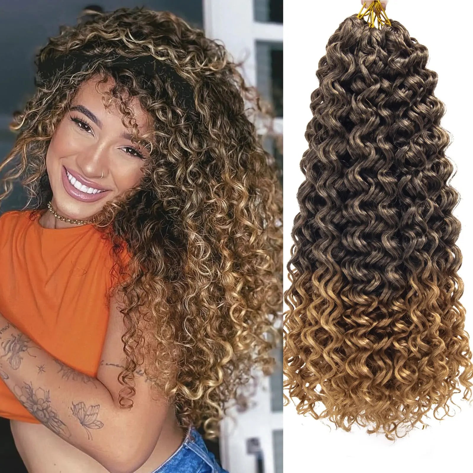 18"GoGo Curl Crochet hair for Black Women  Beach Curl Bohemian Crochet Braids  Deep Wave Braiding hair Extensions