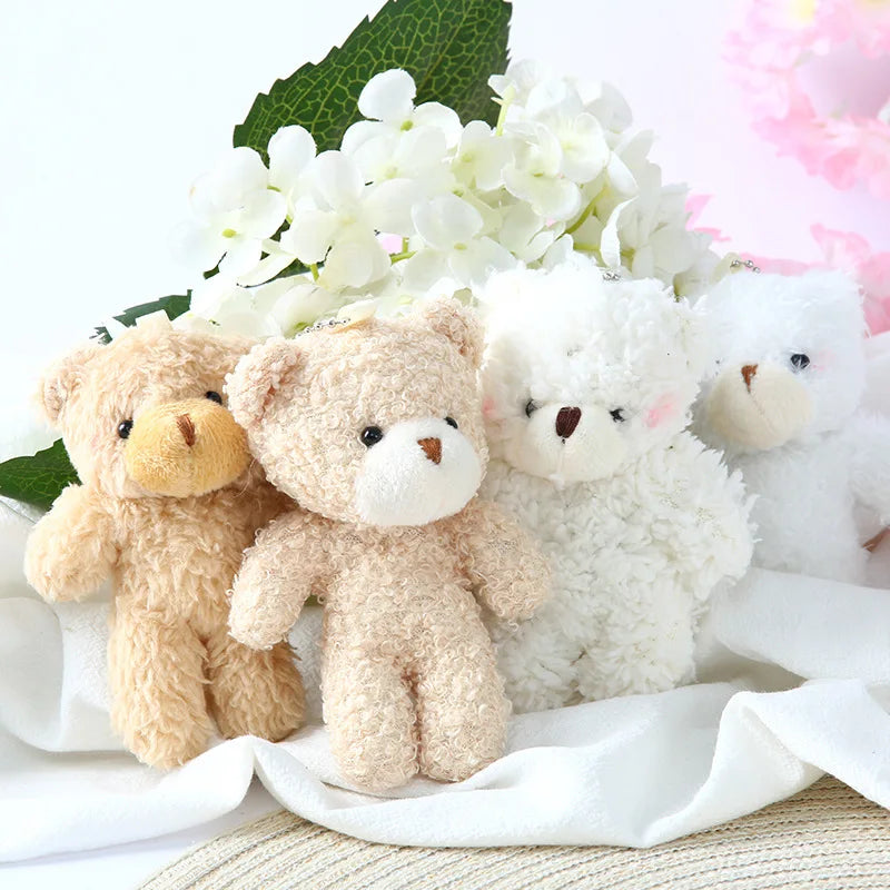 10/30/50pcs12cm Cute Blush Teddy Bear Cartoon Rabbit Bunny Animal Plush Stuffed Dolls Toys Keychain Pendent Small Gift Wholesale